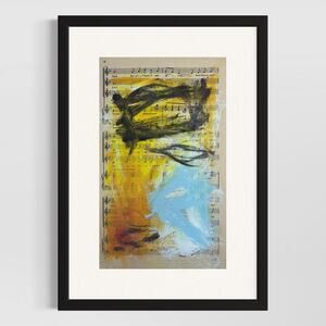 Original Abstract Art Painting "The Place Where I Am" On Sheet Music 7x10